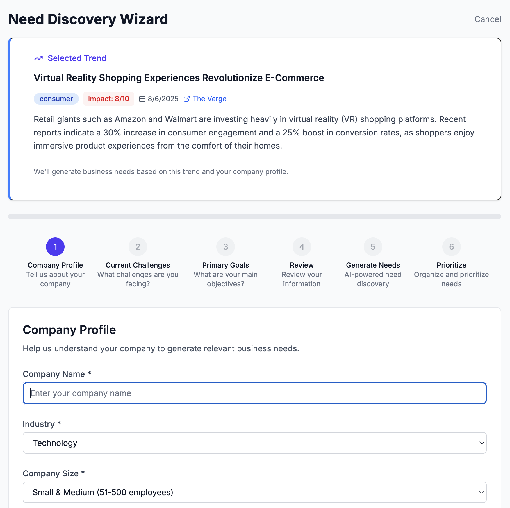 Enterprise Needs Discovery Process